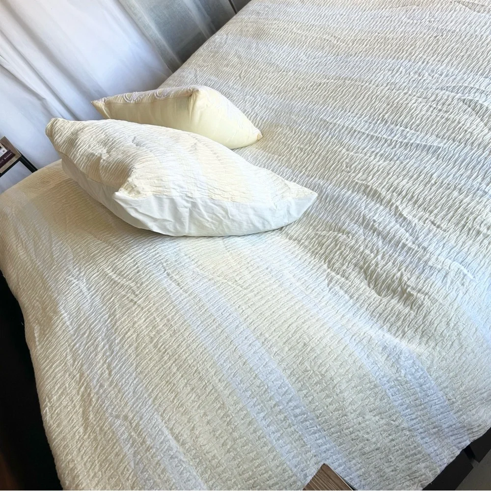 CLOTH & CANOPY Yellow White Stripe Queen Comforter Set 3pc #0911245